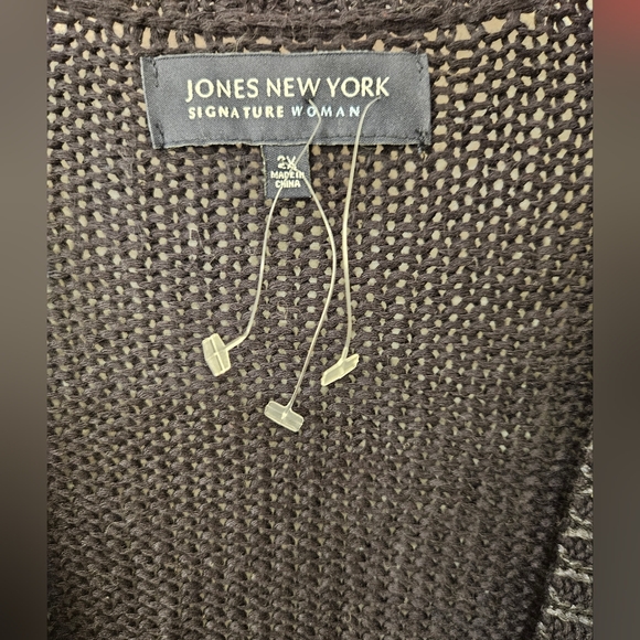 Jones New York Signature Woman Shiny Black Cardigan - NWOT - Size 2XL - Picture 5 of 8
